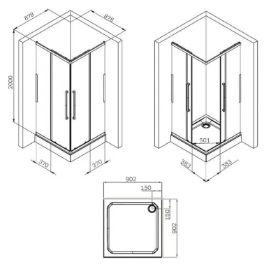Душевой уголок Am.Pm Func Square Slide (W84G-403-12090-MТ) (120х90 см), профиль матовый хром/стекло прозрачное 7