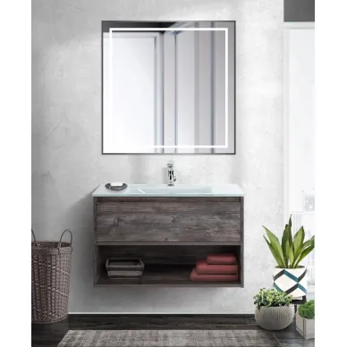 Зеркало BelBagno Kraft (SPC-KRAFT-800-800-LED-TCH-WARM-NERO) с подсветкой, 80x80 см, черный 7
