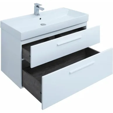 Тумба для ванной Aquanet Nova 249922 Slim Synergy, 100 см, белый глянец 9