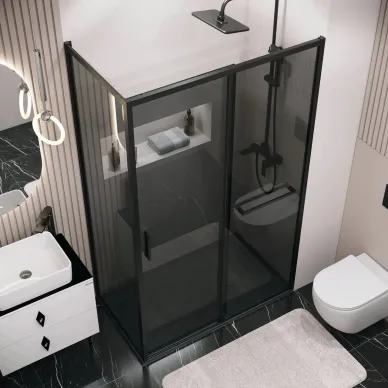Душевой уголок Grossman Style 120х80х195 см, стекло тонированное/профиль чёрный матовый 6