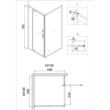 Душевой уголок Niagara Nova NG-6601-08 90х90х195 см 7