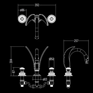 Devon&Devon Excelsior Swan Смеситель для раковины на три отверстия, цвет: хром EXC-SW100CR 5