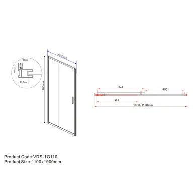 Душевая дверь Vincea Garda VDS-1G110CLB 110x190 см, профиль чёрный/стекло прозрачное 1