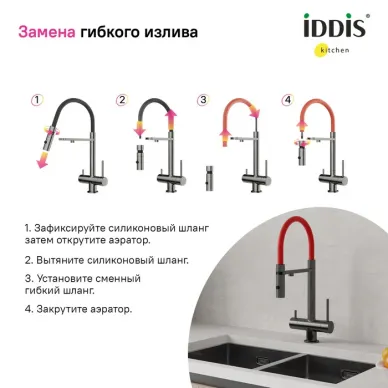 Излив для кухонного смесителя Iddis Kitchen Line FSPGR00i59 серый 2
