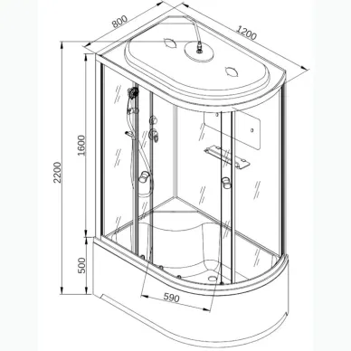 Душевая кабина DTO D D120SL 120x80x220 см, левая 12