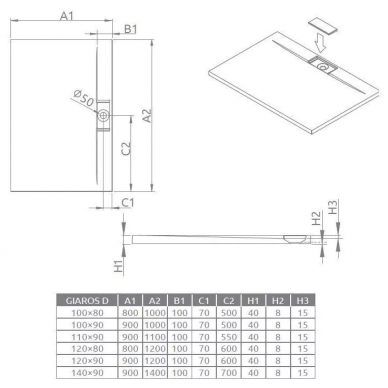 Душевой поддон Radaway Giaros D (M3GRD9080) 90x80 1