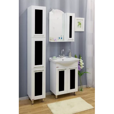 Зеркальный шкаф Sanflor Валлетта 60 белый R (черное стекло) 0