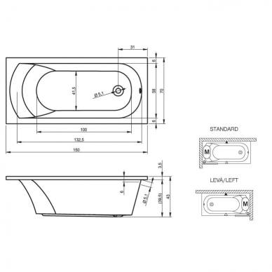 Акриловая ванна Riho Miami (BB5800500000000) (150х70) 5