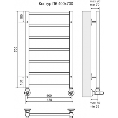 Полотенцесушитель водяной Terminus Контур П6 (400х700) 1