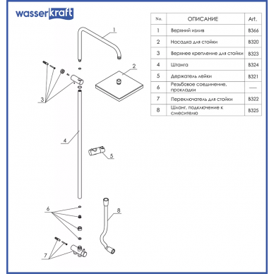 Душевая система Wasserkraft (A040) 6