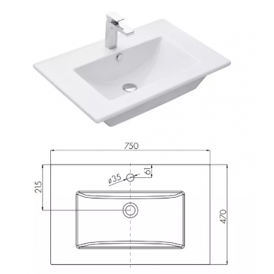 Раковина Aquaton Квадро 75 (1AX171WBXX000) 5
