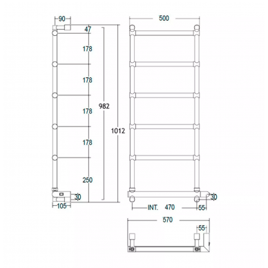 Полотенцесушитель электрический Margaroli 542-6 BOX (5424706CRNB) хром 1