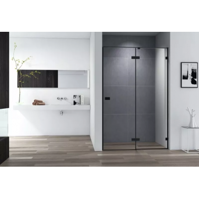 Душевая дверь Cezares Bellagio 140 (BELLAGIO-B-12-140-C-NERO) профиль черный матовый/стекло прозрачное 2