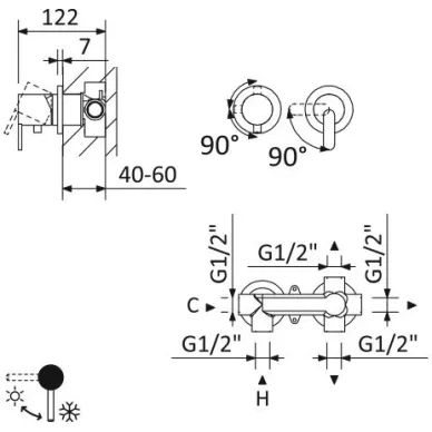 Смеситель для душа Cezares Leaf (LEAF-VDIM3-L-01) скрытого монтажа (хром) 1