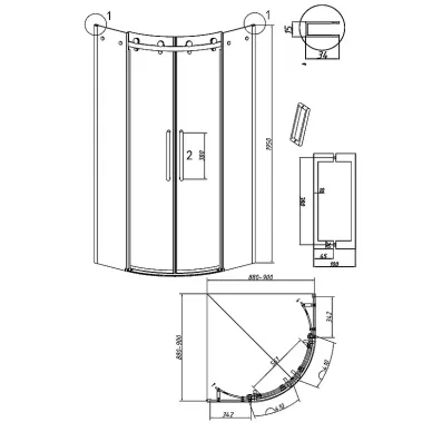 Душевой уголок Grossman Classic 90x90х195 см, стекло прозрачное/профиль хром 5