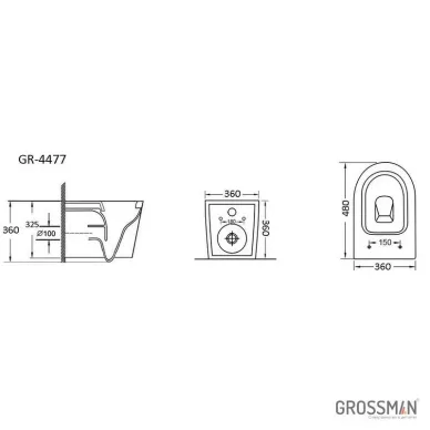 Инсталляция для подвесного унитаза Grossman 900.K31.01.000+клавиша 700.K31.01.100.100 хром глянец+унитаз GR-4477BMSQ 6