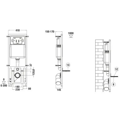 Инсталляция Welt Wasser MARBERG 410 + MERZBACH 043 XL MT-BL + MAR 410 SE MT-BL в комплекте с унитазом, безободковый, с сидением микролифт 5
