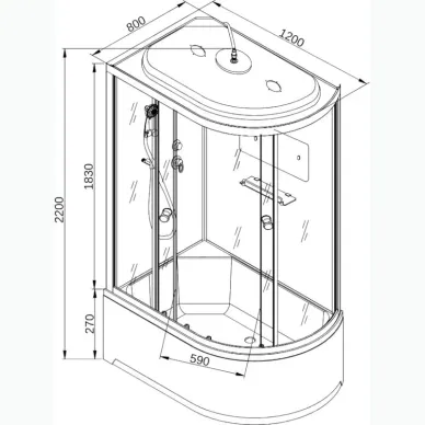 Душевая кабина DTO D D272SR 120x80x220 см, правая 8