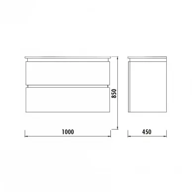 Тумба для ванной Creavit Verti VE0100.42.VV + SU100-00CB00E-0000 100 см, подвесная, с раковиной, орех 1