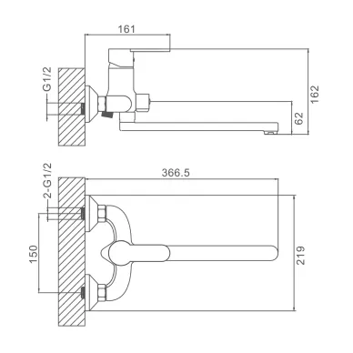 Смеситель для ванны Prohanss P64 P64.22 хром 1