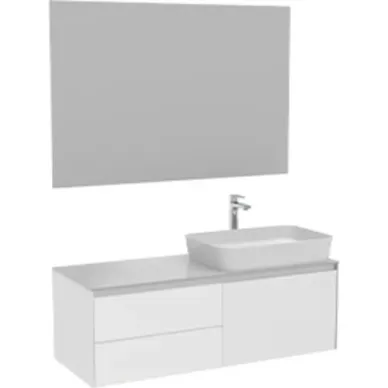 Тумба для ванной Creavit Flat FA0120.42.MBY+FA120.00+LP060 120 см, подвесная, с раковиной, белая/серая 0