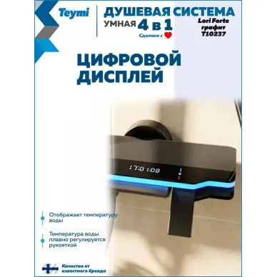 Душевая система Teymi Lori Forte T10237 с умным смесителем, графит 10