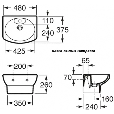 Раковина Roca Dama Senso (327514) (48 см) 1