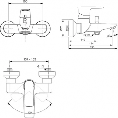 Смеситель для ванны Ideal Standard Connect AIR (A7033AA) 1