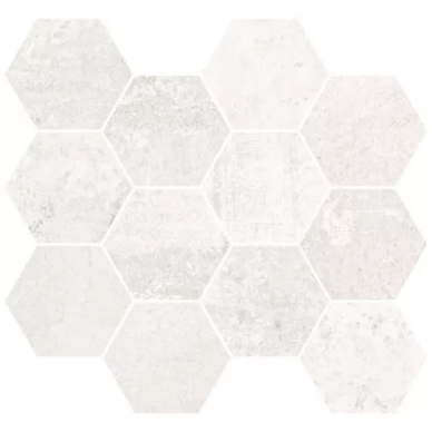 METALLIC WHITE NAT MOSAIC HEXAGON 30x28 0