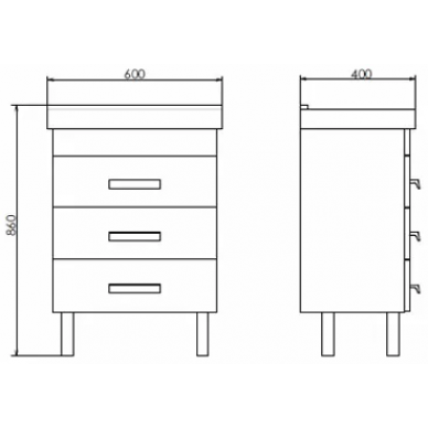 Тумба для ванной Comforty Никосия-60Н (60x86x40 см), дуб белый 8