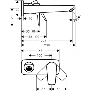 Смеситель для раковины Hansgrohe Talis E (71734670) настенный, матовый черный 1