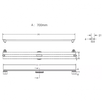 Душевой лоток Berges Super Slim 700 (091053) S-сифон вертикальный, глянцевый хром 6