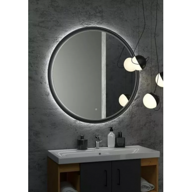 Зеркало Art&Max Napoli (AM-Nap-1000-DS-F) (100x100 см) бесконтактный сенсор с LED подсветкой, nero matt 8