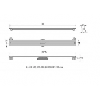 Душевой лоток Berges Super Slim 600 (095152) S-сифон боковой, матовый чёрный 6