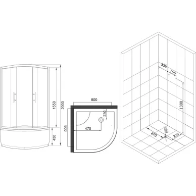 Душевой уголок Esbano ESR-8010, 80x80 см, профиль хром/стекло рифленое/поддон белый 5