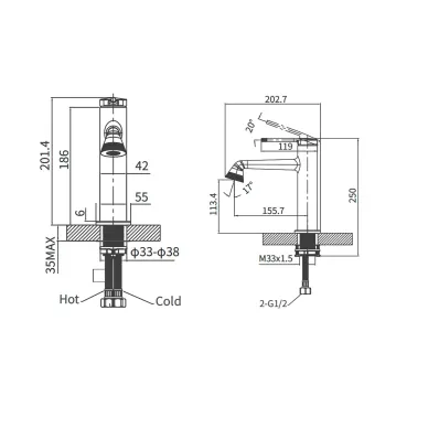 Смеситель для раковины Arrow AMP11855H чёрный матовый 5