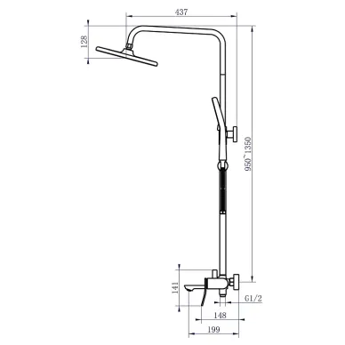 Душевая система Azario Escaro AZ-K2374BN с изливом, сатин матовый 7