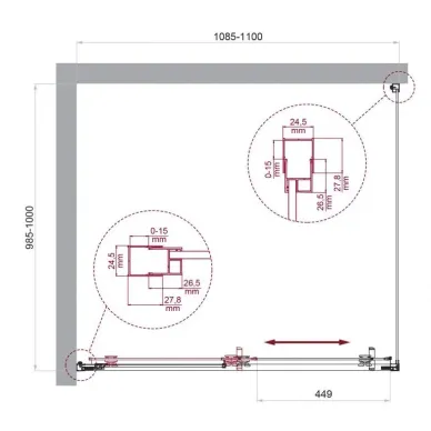 Душевой уголок BelBagno Luce LUCE-AH-1-110/100-C-Cr 110x100 см, хром/прозрачное стекло 5