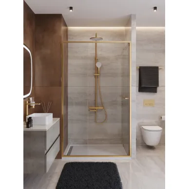 Душевая дверь Cezares Lux LUX-B-FS-11-120-C-BORO 120x195 см, профиль брашированное золото/прозрачное стекло 3