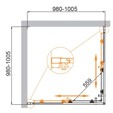 Душевой уголок Cezares Molveno MOLVENO-A-2-100-C-GM-IV 100х100 профиль оружейная сталь/стекло прозрачное 5