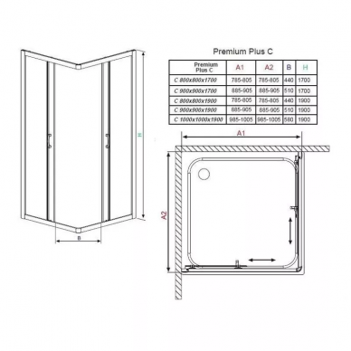 Душевой уголок Radaway Premium Plus C (30463-01-01N) (80х80) прозрачное стекло 3