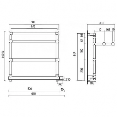 Полотенцесушитель электрический Margaroli 554 BOX (5544703CRPB) хром 2