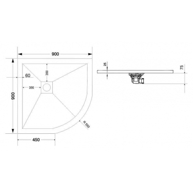 Поддон для душа RGW STone Tray ST/R-0099W (16153099-01) (90-90) (четверть круга) 1