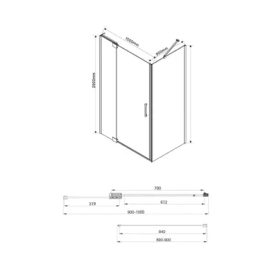 Душевой уголок Vincea Extra (VSR-1E901090CL) 100х90х200 см, хром, стекло прозрачное 1