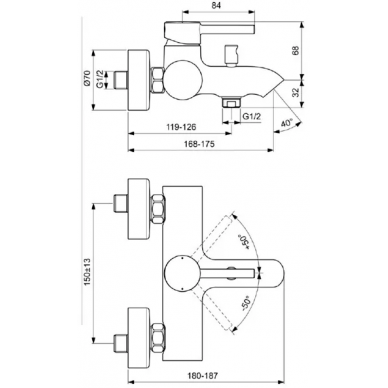 Смеситель для ванны Ideal Standard Kolva (BC675U4) (черный матовый) 1