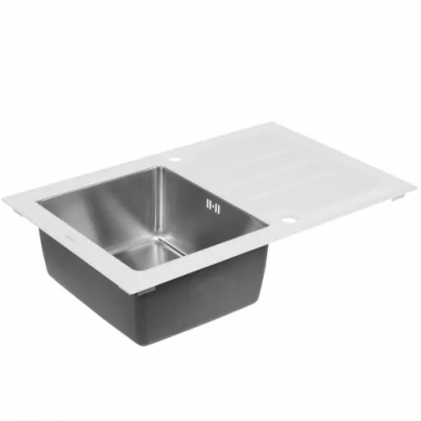 Мойка кухонная Tolero Ceramic Glass TG-780W (белый) 6