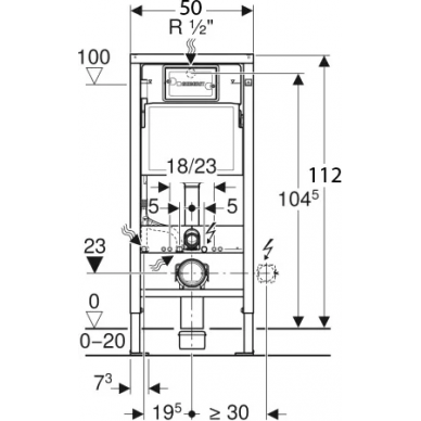 Инсталляция для подвесного унитаза Geberit Delta (458.163.21.1) (с клавишей хром) 5