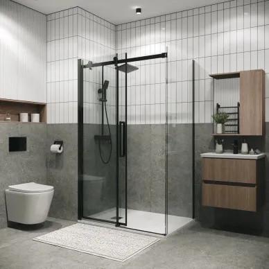 Душевой уголок Grossman Classic 130х90х195 см, стекло прозрачное/профиль чёрный 6