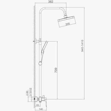 Душевая система Haiba HB24537-7 с термостатом, черная 7