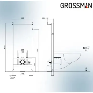 Инсталляция для подвесного унитаза Grossman 901.K31.01.000+унитаз GR-5501 impuls 7